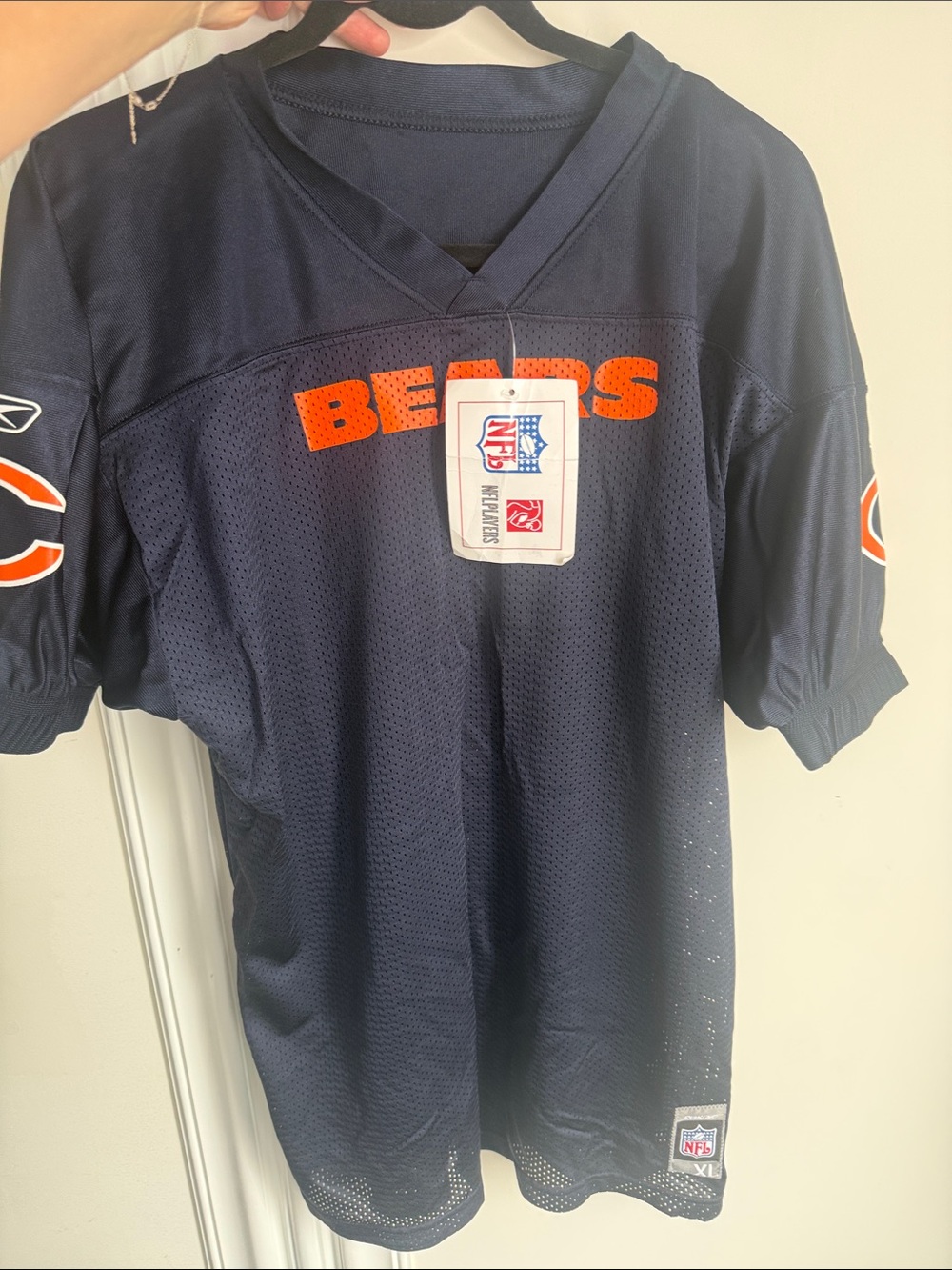 NFL Navy Jersey with Bright Orange 'BEARS' Chest Text youth Sz XL